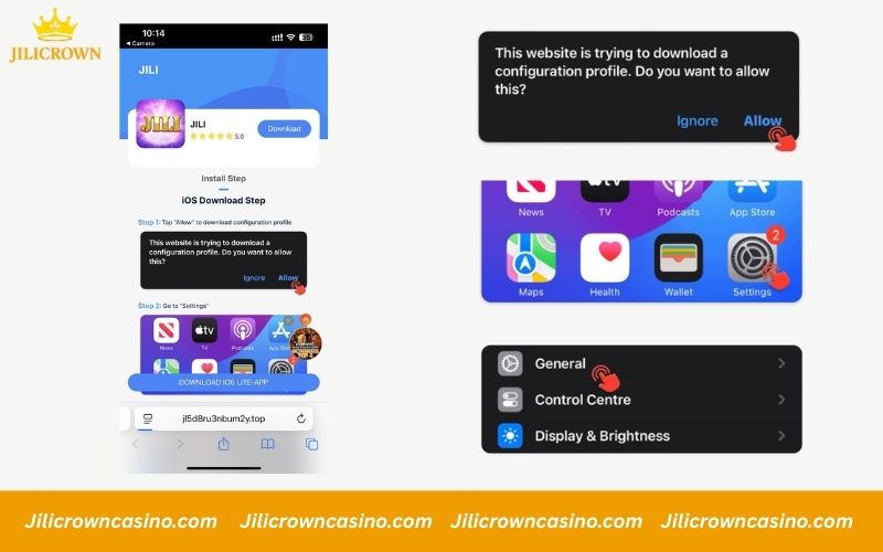 Tap Allow and open Settings > General