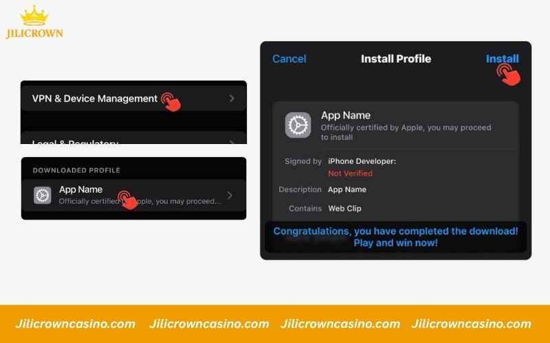 Go to VPN & Device Management and tap Install to finish