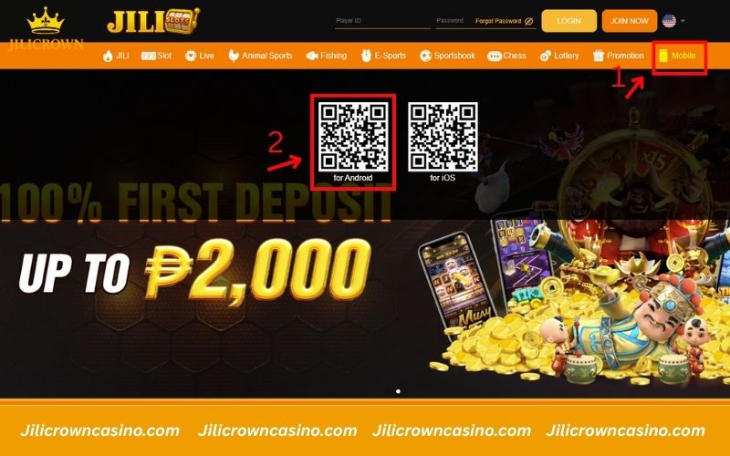 Click Mobile and scan the Android QR code to download