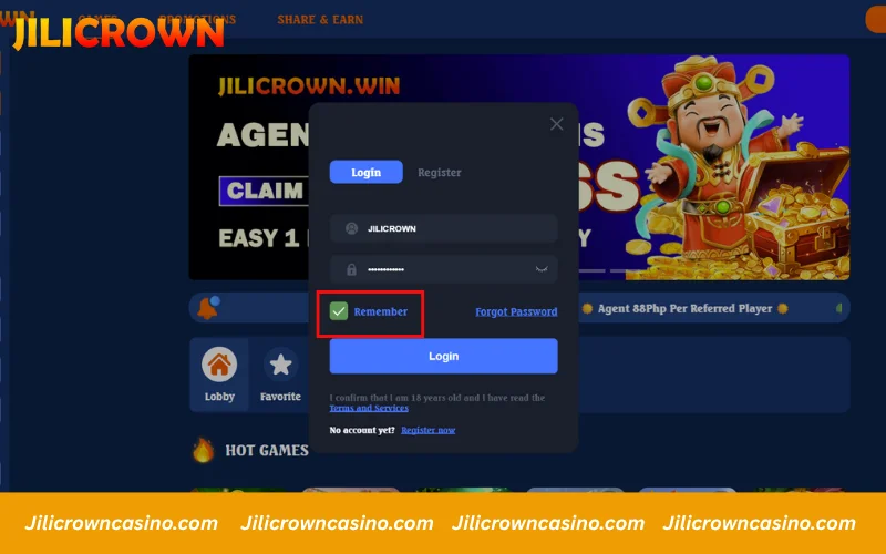 Tick “Remember,” then press Login to save your details