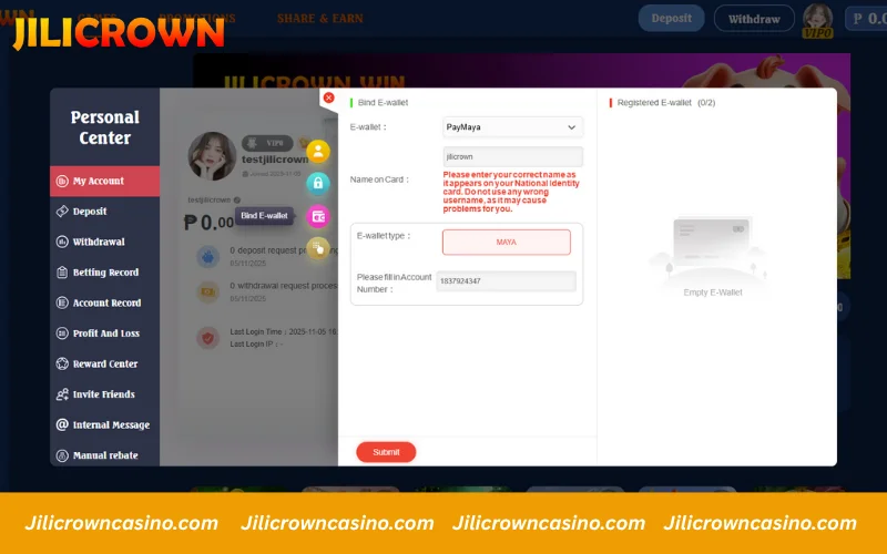 Add PayMaya details, press Submit