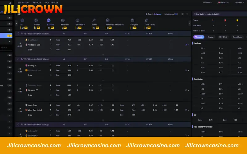 Fast paced virtual football with frequent match updates