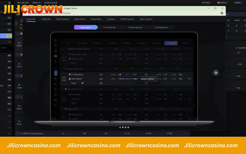 Step-by-step guide showing how to select odds and place a single bet.
