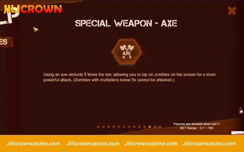 Axe weapon used for high value finishers