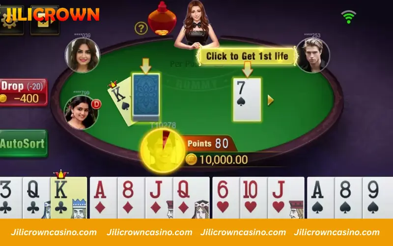 Rummy online table interface overview