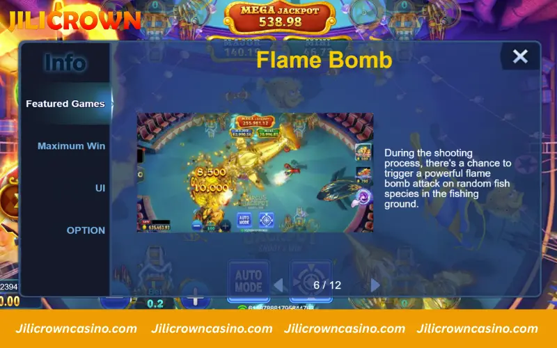 Flame bomb feature and explosive win potential