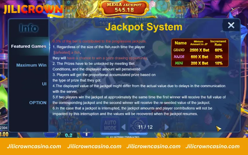 Circus Jackpot tiers and reward structure