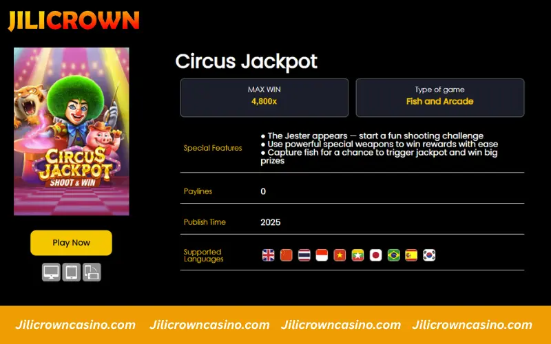 Circus Jackpot payout potential and risk level
