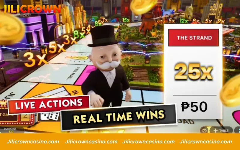 Mr. Monopoly moving across the bonus board