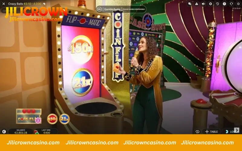 Coin flip bonus with instant multiplier result