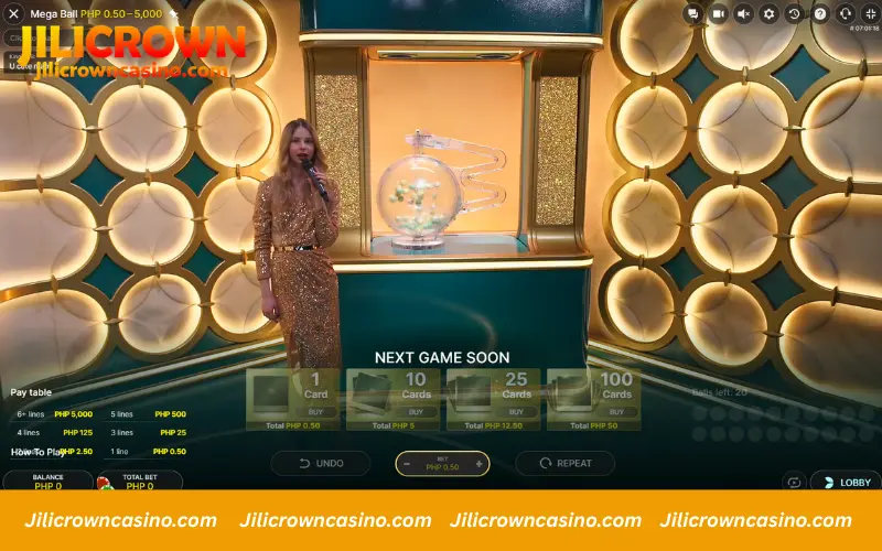 Live Mega Ball round in real play