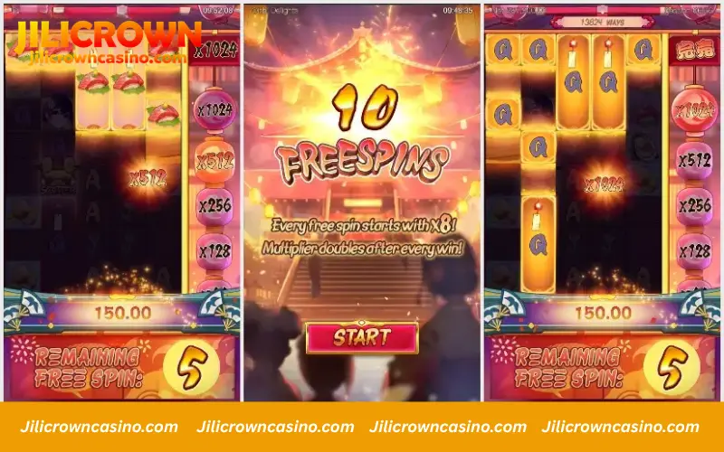 Free spins with growing multipliers