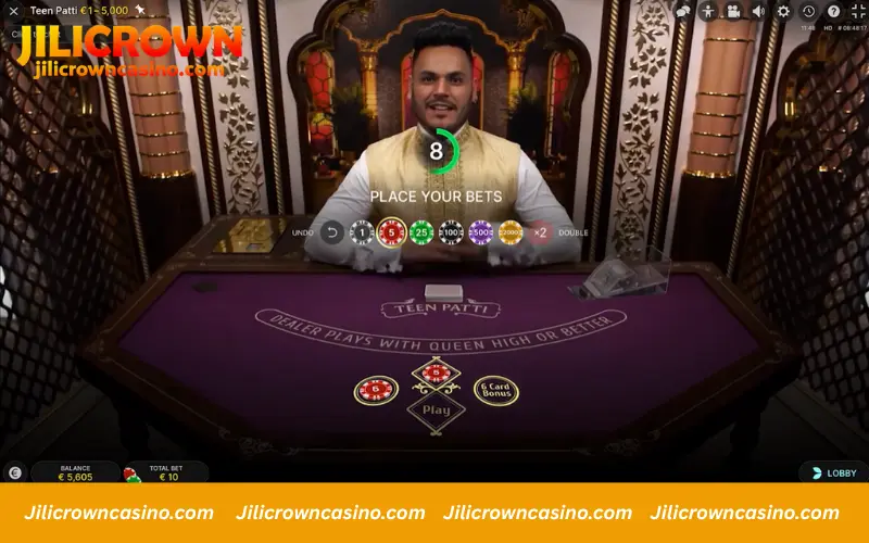Place your bets in Teen Patti live game